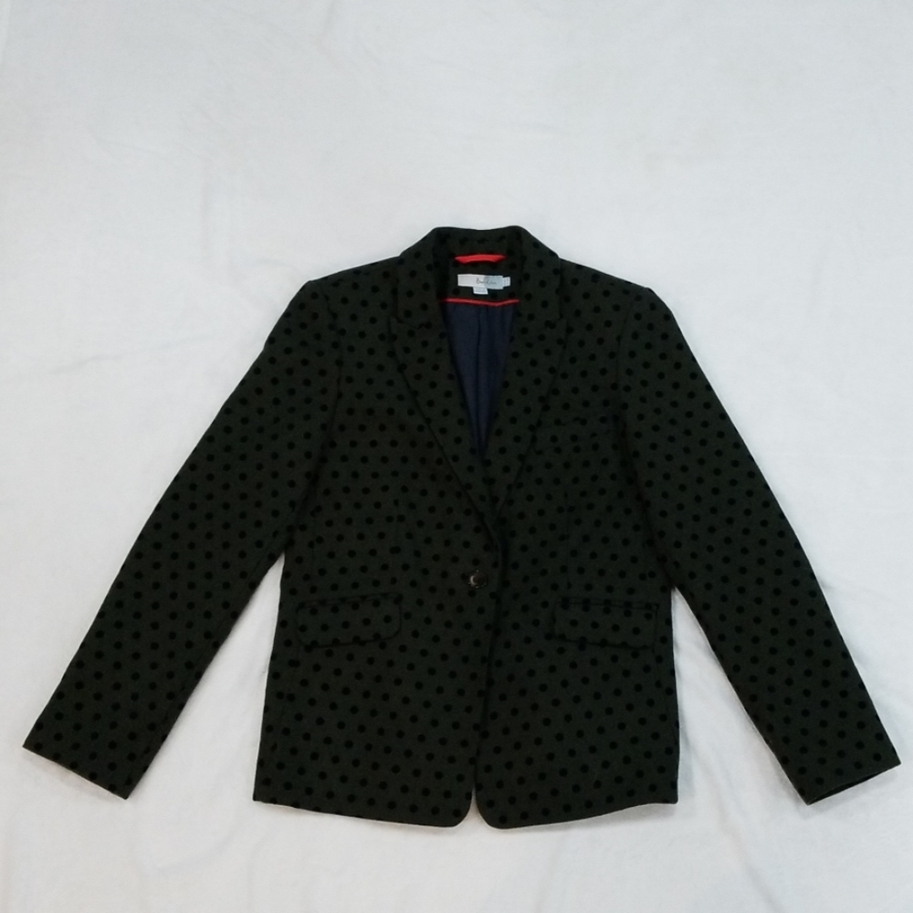 Boden Green w/Navy Polka Dots Wool Blazer